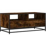 vidaXL - Salontafel - 100x50x45 - cm - bewerkt - hout - en - metaal - gerookt - eiken