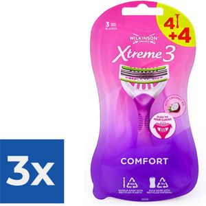 Wilkinson Sword - Xtreme3 Beauty - Comfort - Wegwerpscheermesjes - 8 Stuks - Voordeelverpakking 3 stuks