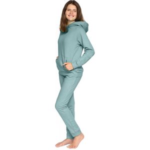 Joggingpak meisjes, huispak meisjes, trainingspak meisjes, kleur sage green - Maat 158/164
