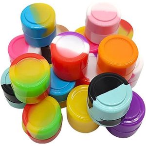 10Pcs Lege Monsterpotten Mini Siliconen Containers 2ML Non-Stick Wax Containers Essentiële Olie Verpakking Ronde Voor Olie Wax Concentraat Willekeurige Kleur - Set van 10 Stuks