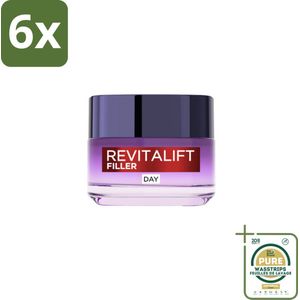 L'Oréal Revitalift Filler Dagcrème 50 ml - Voordeelverpakking - 6 stuks - Hyaluronzuur - Volheid