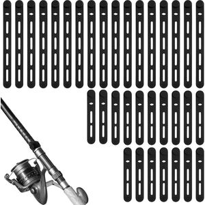 Siliconen Hengelbanden - 34 stuks - Herbruikbare Waterdichte Rubberen Riemen - Hengelopslag Kabelbinders - Vlieg Spinhengel Werphengels - Zwart