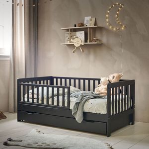 Petite Amélie ® Peuterbed - Juniorbed 70x140 cm - Kinderbed inclusief Uitvalhekje – Zwart