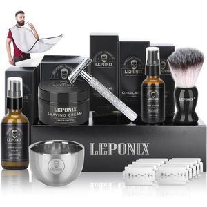 Complete Scheerset voor Mannen met Veiligheidsscheermes, Scheercrème en Aftershave Balsem