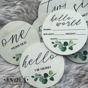 Snoes * Houten Mijlpaalkaarten* Botanisch * Bijzondere baby mijlpalen Set Botanic Milestone cards * Baby shower* Geboorte * Gender reveal Kado Geboorte Kraam Cadeau * Mijlpaalkaart Hout 10 cm