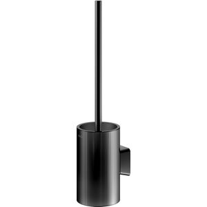 KEUCO ROSE Toiletborstelgarnituur om vast te lijmen of te boren, made in Germany, van metaal, zwart mat en echt kristalglas, lijmset inbegrepen, voor badkamer en gastentoilet, wandmontage
