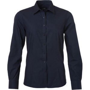 James and Nicholson Dames/dames Poplin-shirt met lange mouwen (Marine)