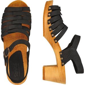 Sanita Clogs Damen Sandale Wood-Silo Square Sandal Black-38