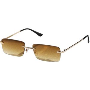 Livano Zonnebril Voor Dames & Heren - Zonnenbrillen - Zonnenbril - Sun Glasses - Sunglasses - Techno Bril - Rave & Festival - Premium Quality - Gouden Frame Bruine Glazen