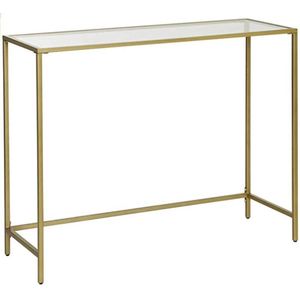 Console tafel, gehard glazen bijzettafel, moderne banktafel, eenvoudig te monteren, verstelbare poten, woonkamer, gang, goudkleurig LGT26G
