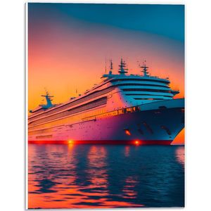 PVC Schuimplaat - Enorm Cruiseschip Varend over het Water tijdens Zonsondergang - 30x40 cm Foto op PVC Schuimplaat (Met Ophangsysteem)
