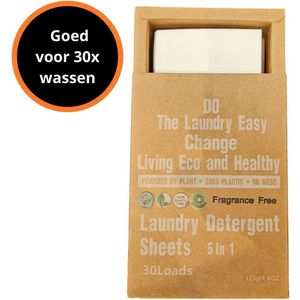 Natuurlijke wasmiddeldoekjes - Geurvrije wasstrips 30 wasbeurten incl. wasverzachter - Detergent Sheets - Wasvellen - Vegan wasdoekjes