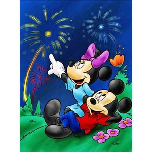 Diamond painting Minnie en Mickey Mouse 30x40 ronde steentjes