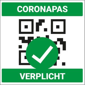 Coronapas verplicht bord 200 x 200 mm
