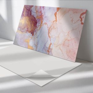 Wallfluent Vinyl Wandpaneel - Abstract aquarelpatroon Zelfklevend Wandpaneel - 100 cm x 50 cm - Paars PVC wandpaneel - Set van 1 - Rechthoekig Wandbekleding Vinyl - Abstractie Wandpaneel - PVC Muurpaneel - Wandpaneel Keuken en Badkamer