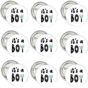 9 genderreveal buttons It's a Boy black white mint - baby - zwanger - geboorte - it's a boy - button - babyshower - boy