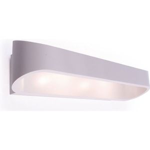 LED Wandlamp - Wandverlichting - 12W - Natuurlijk Wit 4000K - Mat Wit Aluminium - Ovaal