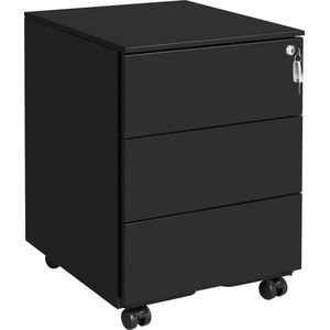 Bureau Ladeblok verrijdbaar Incl. Slot - Zwart