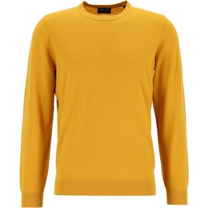 MARVELIS - Modern Fit - Gebreide Trui - Okergeel - 100% Wol