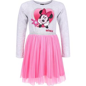 Grijs-roze jurk met tule en lange mouwen - Minnie Mouse DISNEY / 128-134