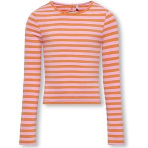 ONLY KOGHEIDI SHORT CUT OUT TOP BOX JRS Meisjes Top - TangerineStripes:Begonia Pink Back Cut - Maat 146/152