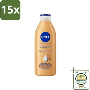 15 x NIVEA – Bodylotion – Sun Touch Bruinen Zonder Zon – 400 ml - Grootverpakking - Natuurlijke Teint - Bruinen Zonder Zon - Hydraterende Lotion - Ginkgo Biloba - Druivenpitolie