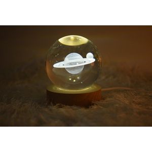 Lumina Spacelamp- Saturn - Tafellamp/ decoratielamp/nachtlamp - LED - 3D crystal bal - cadeautip