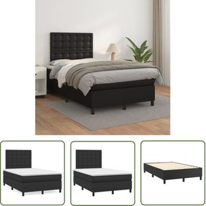 The Living Store Boxspring met matras kunstleer zwart 120x200 cm - Boxspring - Bed Frame - Kunstleder Bed - Tweepersoons Bed - King Size Bed