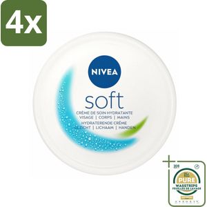 NIVEA - Crème - Zachte Pot - Hydraterend - Gezicht, Lichaam, Handen - 200 ml - Voordeelverpakking - 4 stuks - Gezichtscrème - Lijfcrème