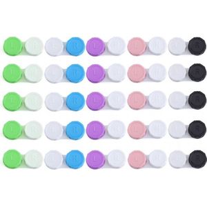 25-pack contactlenzendoos, mini-contactlenzendoos, kleurrijke bulkdooshoudercontainer, contactlenzendoosset