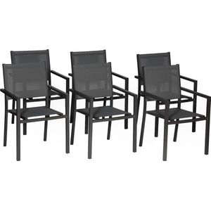 Set van 6 aluminium stoelen antraciet - grijs textilene