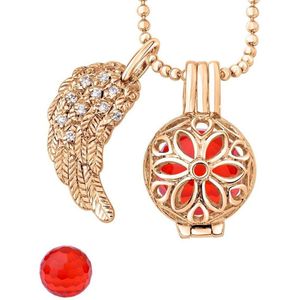 Quiges Engelenroeper 12mm Bolhouder met Ketting 70cm en Bolletje - Dames - Roségoudkleurig Bloem - EBS12080