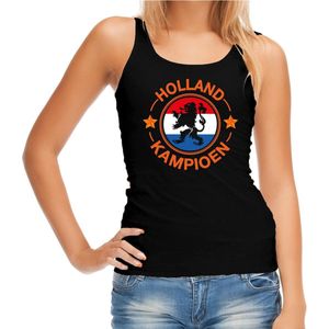 Zwart fan tanktop voor dames - Holland kampioen met leeuw - Nederland supporter - EK/ WK kleding / outfit S