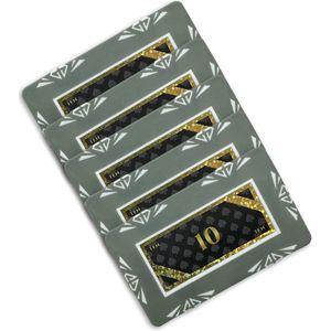 Diamond poker plaque - poker chip - poker - plakkaat - waarde 10 (5 stuks) - groen/grijzig