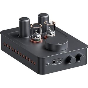 Fosi Audio GR70 – Buizen Hoofdtelefoonversterker & Voorversterker – HiFi Buizenversterker – 16–300Ω – Instelbare Bas & Treble – Compact Aluminium Ontwerp