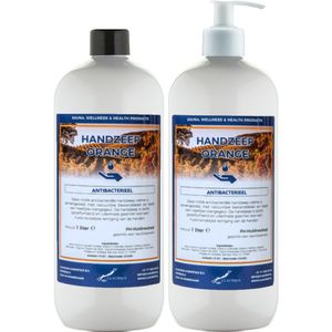 Handzeep Orange 1 liter - set van 2 stuks - met gratis pomp - Voordeelverpakking