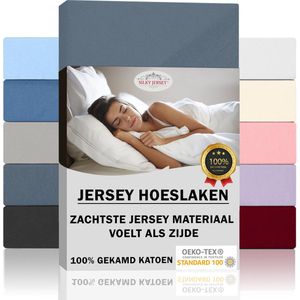 Silky Jersey Zijdezachte Jersey Hoeslakens Strijkvrij 100% Gekamd Katoen - 90x200+30 cm Antraciet