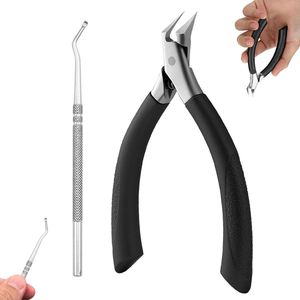 Set van 2 nagelknippers voor teennagels - Professionele voetverzorging - Zwart nagelgereedschap voor ingegroeide teennagels - Nagelschaar en nageltang - Met paronychie behandeling