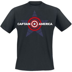 Captain America Big Star Shield Heren T-shirt - zwart - S