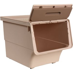 Motek® - Opbergbox - 33 L - Wielen - Opbergdoos - Opbergbox met deksel - Opbergboxen - Opbergmand - Opbergkist - Voorraadpotten - Aardappelbak - Bruin Cream