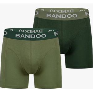 Bandoo Men's Bamboo - boxershorts heren - heren ondergoed - boxershorts - 2 Pack - Army Green - Olive Green - Size : M