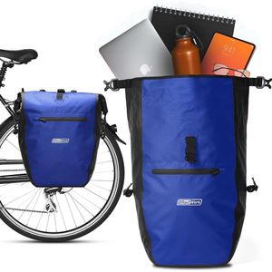 Fietstas voor bagagedrager, 25,4 l, 100% waterdicht, met draaggreep en schouderriem, fietstas bagagedrager, fietstas achter, 56,5 x 30 x 15 cm