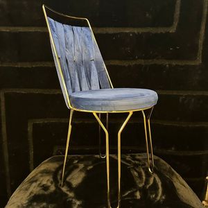 Miahome - Hoge Luxe Gouden Stoel - Blauw