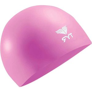 Wrinkle Free Junior Silicone Pink Swim Cap - Easy Blend Technology