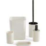 Set van 5 Badkameraccessoires - Utility - Kunststof - Zeepdispenser - Tandenborstelhouder - Zeephouder - WC-borstel - Prullenbak 5L