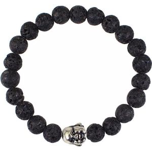 Fako Bijoux® - Buddha Armband - Smile - Lavasteen