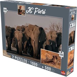 Puzzel met 1000 en 500 stukjes - Elephants (Namibie) en Lionceaux (Tanzanie) - vanaf 7 jaar (Goliath)