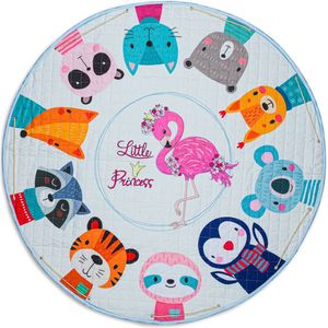 Baby cadeau jongen en meisje - Speelmat baby - Schattige dieren - kinder Kleurtjes - Vloerkleed - kindertapijt - speelkleed jongens en meisjes - Roze - Wit