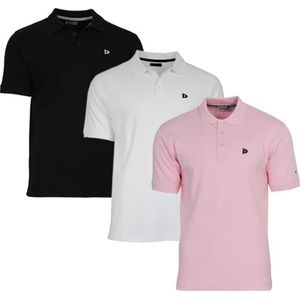 3-Pack Donnay - Polo (Noah) - Sportpolo - Heren - Black/White/Shadow pink (561) - maat M