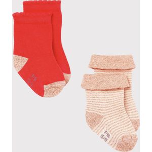 Petit Bateau - 2 Paar Sokken voor Baby Meisjes - Roze Glitter - 6/12 maanden
